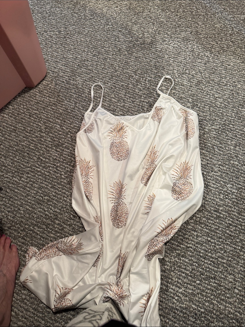 SHEIN Cream Pineapple-Print Swim Coverup Dress